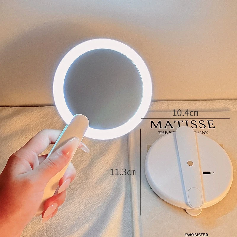 Espelho de maquiagem portátil iluminado por LED com ampliação 2X Espelho compacto dobrável Espelho cosmético com ampliação