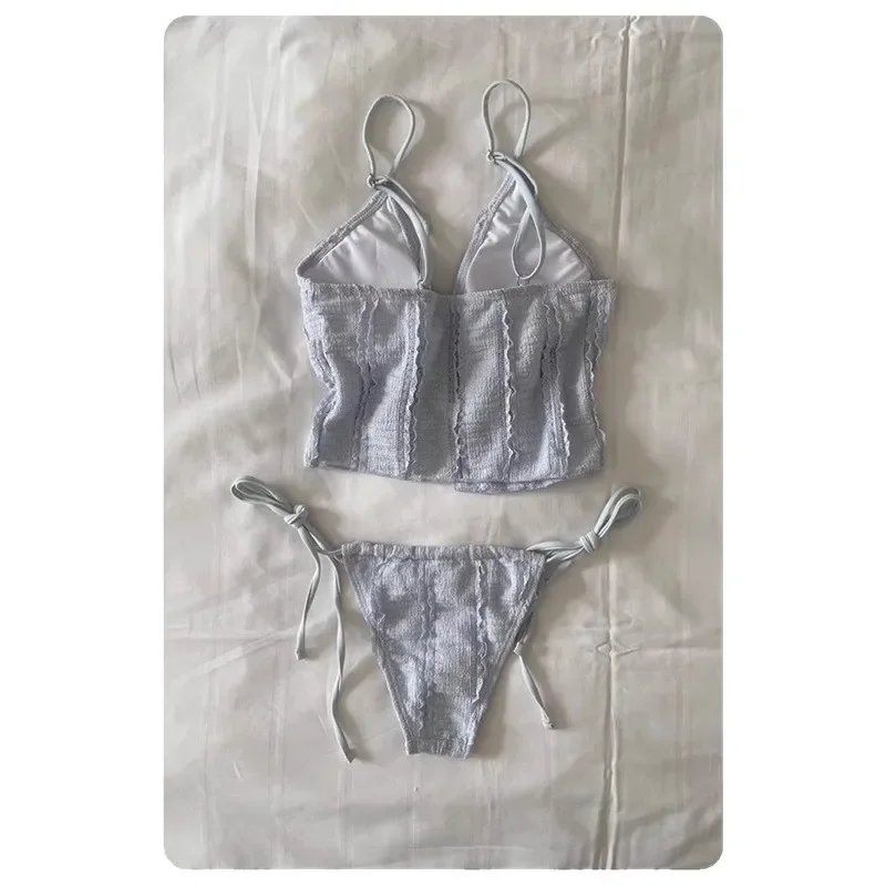 مثير ثلاث قطع بيكيني ملابس السباحة النسائية عطلة الربيع الحراري منفصلة التخسيس الكورية Ins الراقية يشعر عبر الحدود