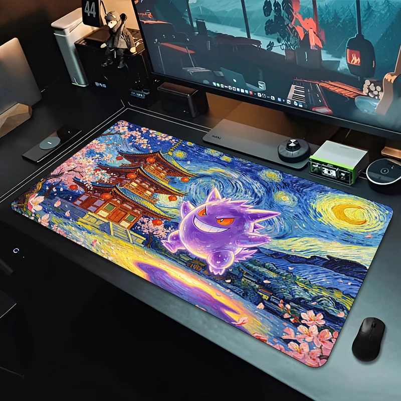 

Anime Mouse Pad Pokemon Gengar Professional Gaming Accessories Rubber Lock Edge Keyboard Desk Mat Gamer mousepads Smooth Surface