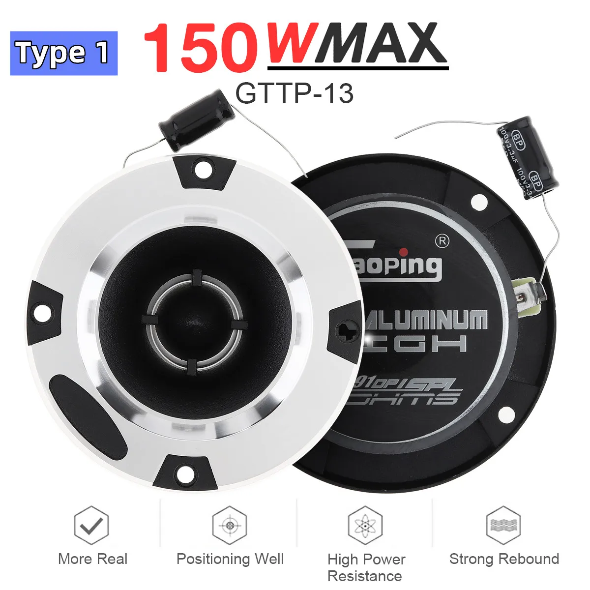 2-個-4-インチ-150-ワット-4-6ohm-高圧縮チタン弾丸スーパーツイーター車両自動車ステレオ用コンデンサで修正