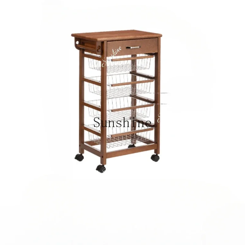 Beech removable multi-layer trolley snack storage kitchen wrought iron storage basketP