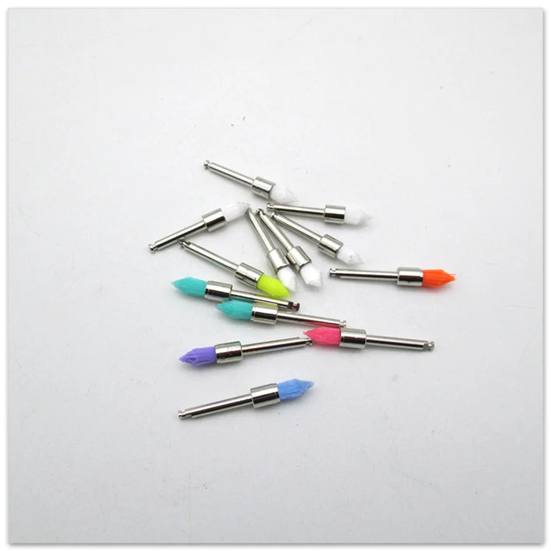 Dental Consumables Pointed Polishing Brushes for Tooth Cleaning Dental Polishing Cups and Flat-head Polishing Brushes (colored)