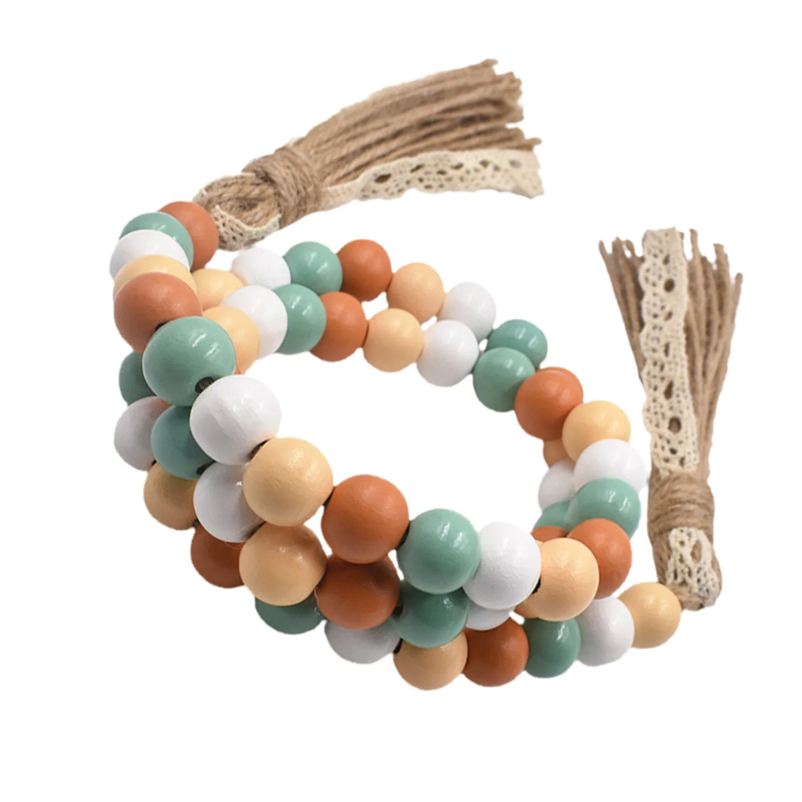 

Hanging Beaded Decoration Wooden Bead Garland with Tassel for Home Office Party Wall Festive Decor Unique Interior Accessory