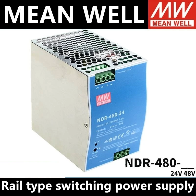 

MEAN WELL Industrial Din Rail Mounted 480W Slim Single Output Switching Power Supply 24V20A 48V10A NDR-480-24 NDR-480-48