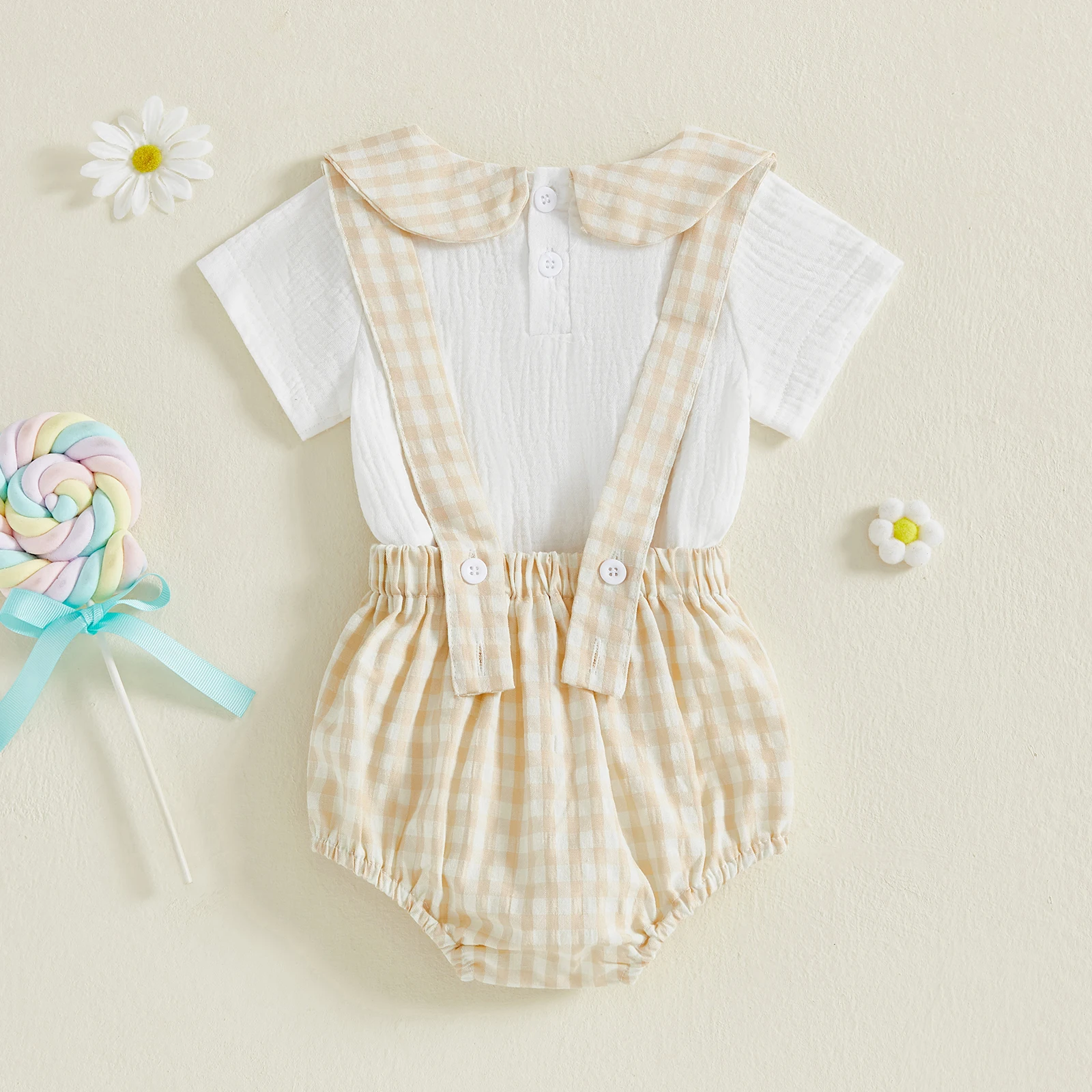 

Toddler Boys Denim Overalls Set Striped T-shirt with Distressed Jeans Summer Outfit for Baby Boy