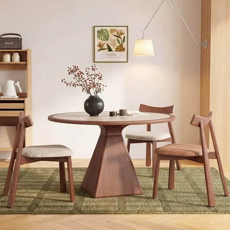 Party Designer Dining Tables Brown Base Legs Modern Round Kitchen Tables Luxury Italian Design Mesas De Comedor Furniture Home