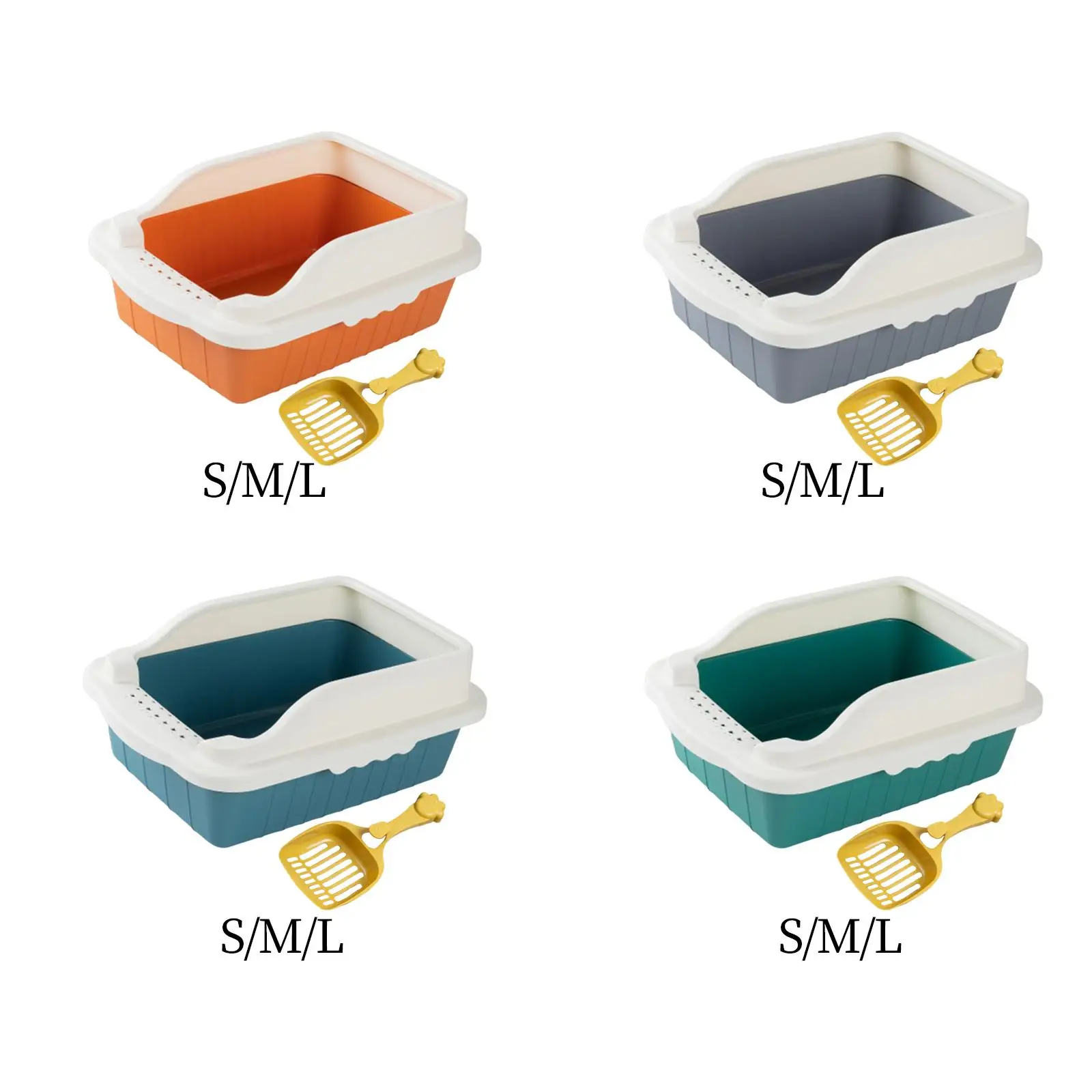 

Pet Litter Tray Pan with Scooper Cage Small Animals Open Top Cat Litter Box