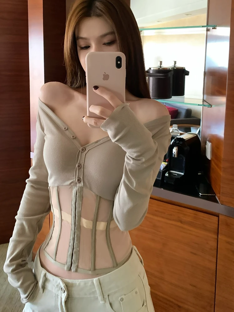 

Lienni2025 Autumn Winter New Sle Sexy Chic Girl Knitted Open Cardigan Waist Seal Inner Wear Women's Faionable All-Match