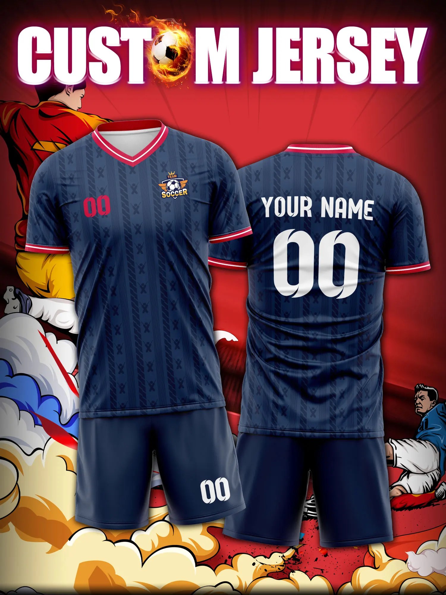 

Футбольная форма на заказ с индивидуальным изображением, номером и именем, официальный комплект для фанатов из фирменного магазина.