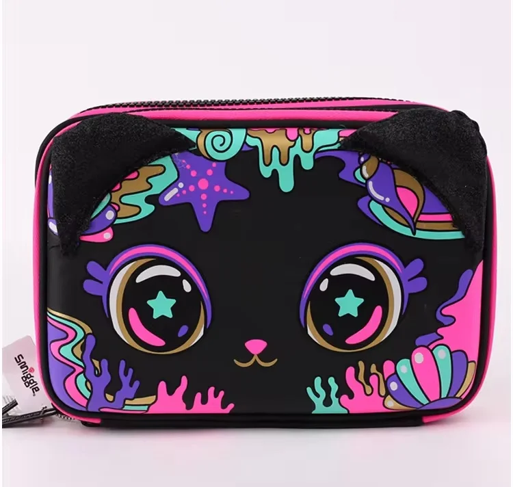 Hot Genuine Australian Smiggle Black Cat Fashion Student Backpack Children Stationery Box Backpack Lunch Bag Wallet Student Gift