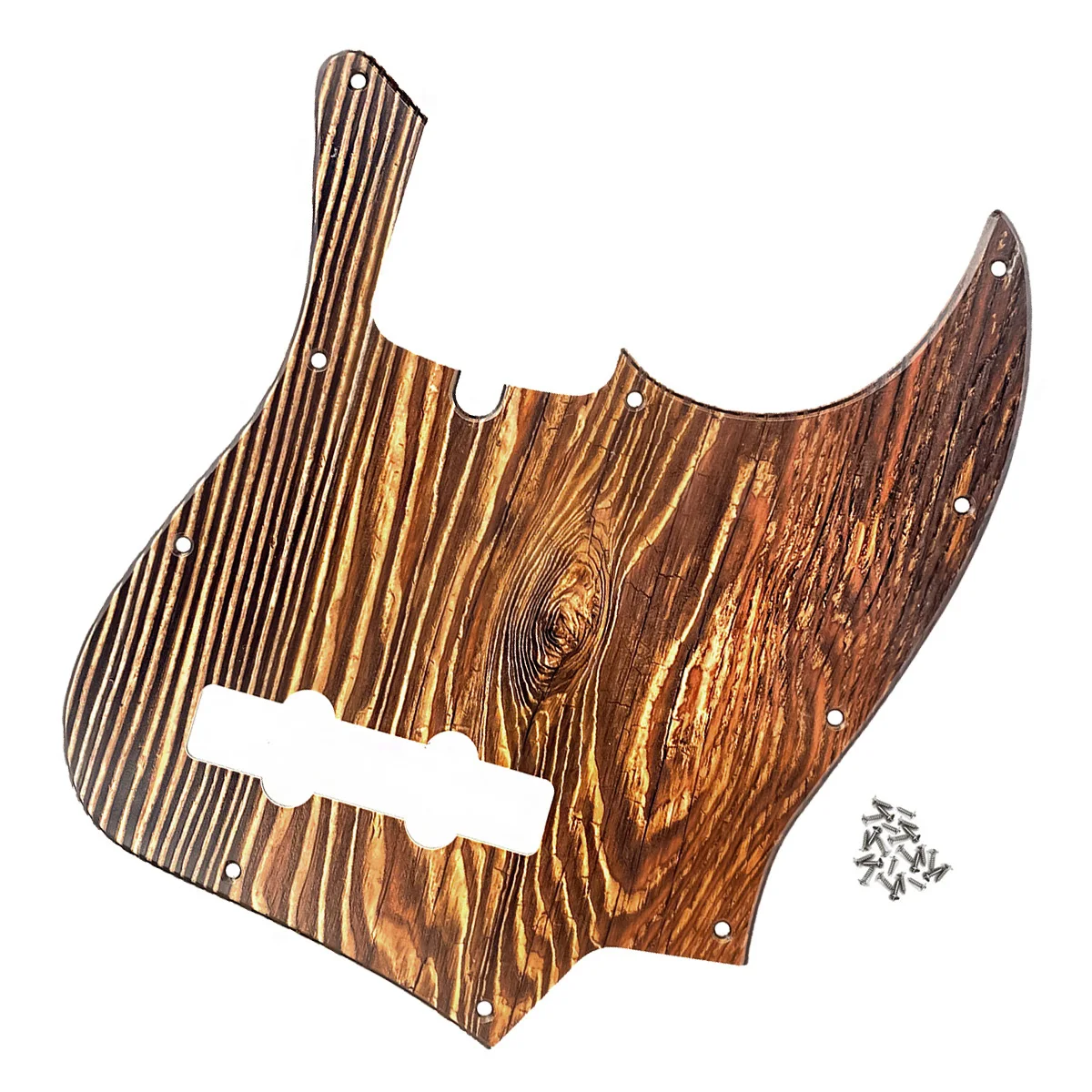 FLEOR Bass Pickguard JB Bass Guitar Scratch Plate Plastic Wooden Color with Screws for 4 Strings Bass