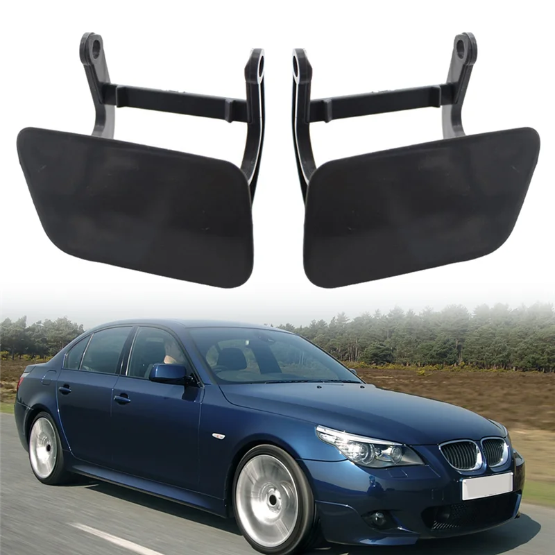 Car Left Front Bumper Headlight Washer Spray Nozzle Cover Headlight Washer Jet Cap for-BMW 5-Series E60 E61 2003-2010