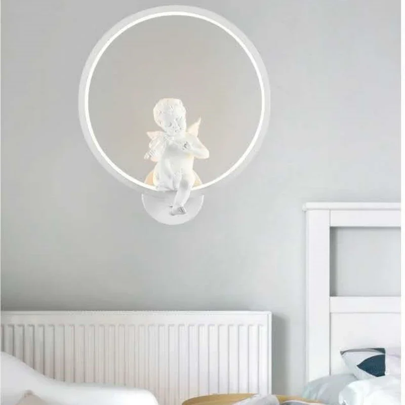 Nordic Warm Angel Wall Lamp Modern Living Room Bedroom Corridor Creative Personality Children\'s Bed Decoration Light Fixture