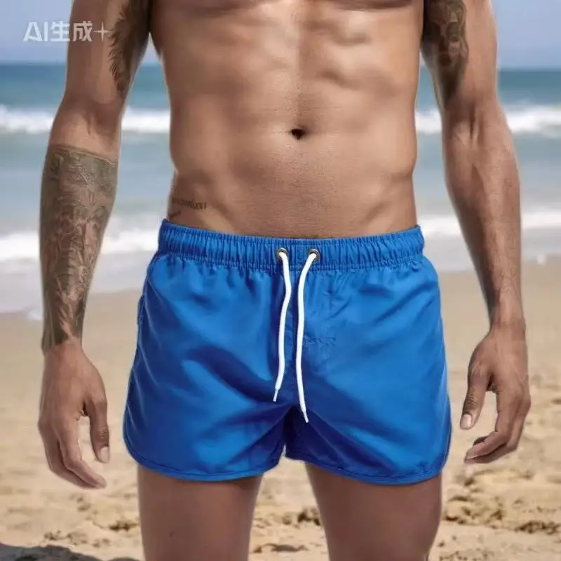 

Men's Shorts 2025 Beach Trunks Summer Swim Gym Pants Quick Drying Swimming Homme Surf Ventilate Drawstring Fashion Casual Daily