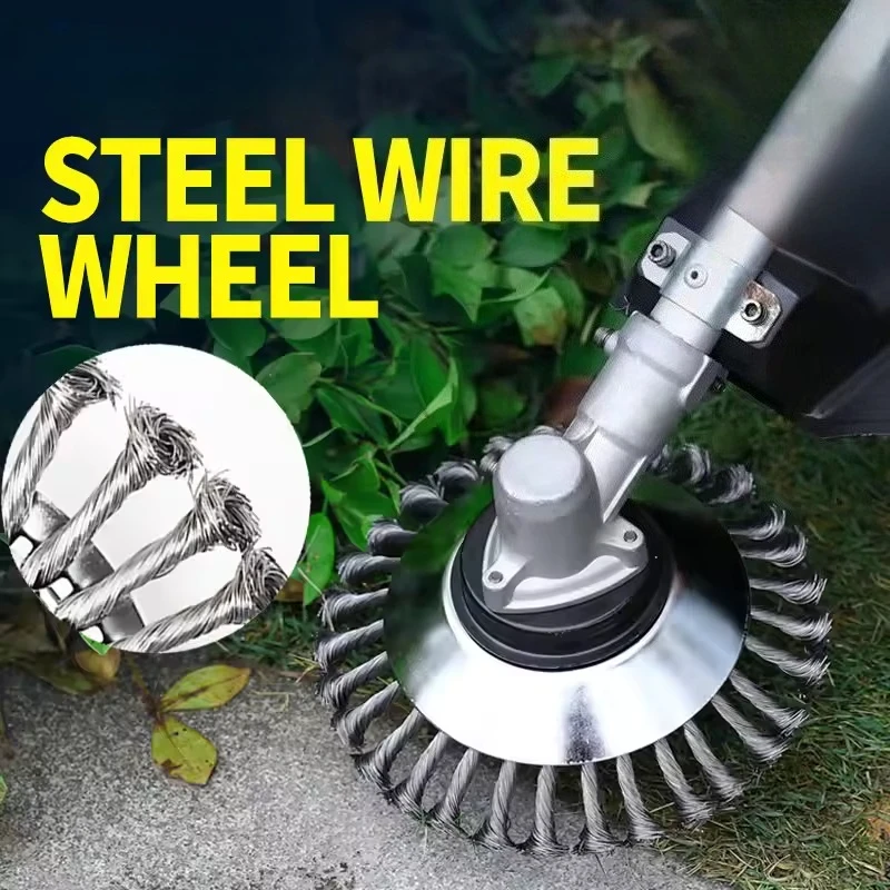 

6/8-inch Rotating Weed Brush Head, Twisted Steel Wire Rust Removal Disc, Garden Weed Removal and Trimming Head