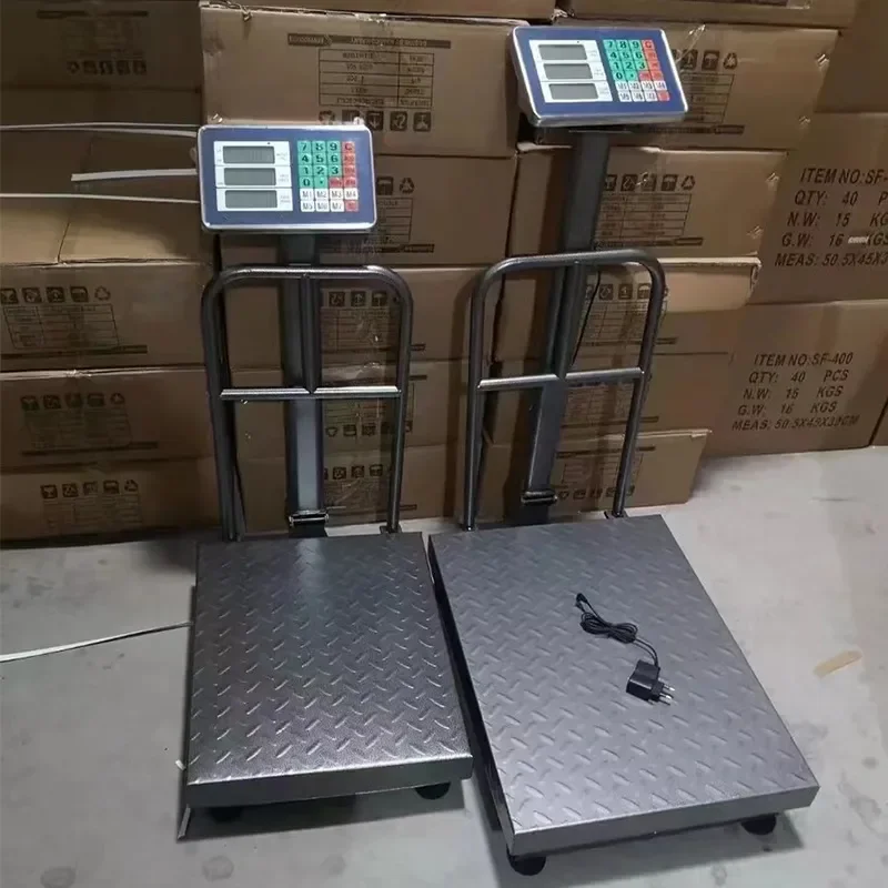 For Commercial Electronic Table Scale with Steel Head and Guardrail 100kg 300kg Heavy Duty Platform Weighing Scale for