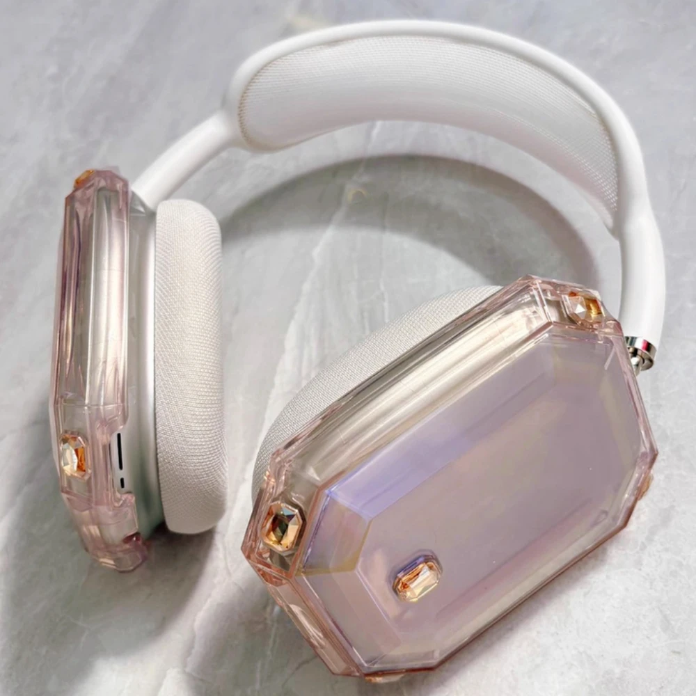 AirPods Max 케이스 Y2K 골드 다이아몬드가 박힌 헤드폰 케이스 Airpods Max 복제 헤드셋 커버 액세서리 용 장식 케이스