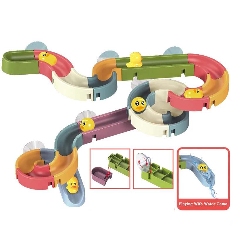 Diy Babybadspeelgoed Marmeren Race Run Assembleren Baanblok Kinderen Spelen Waterspray Speelgoed Kinderen Peuter Badkamer Badkuip Speelgoed Geschenken