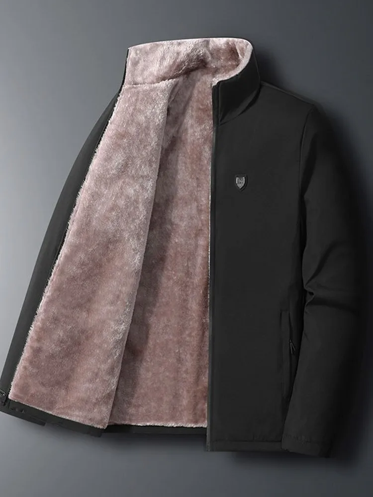 2024 Herbst und Winter Mode einfarbig mit Wolle gepolsterte gepolsterte Jacke Herren lässig locker bequem großen Mantel M-5XL