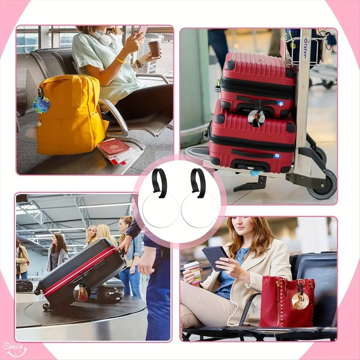 A56K Sublimation Luggage Tag Blanks Double Sided, Sublimation Bag Tags with Strap for DIY Craft Gifts Travel Sports Bags