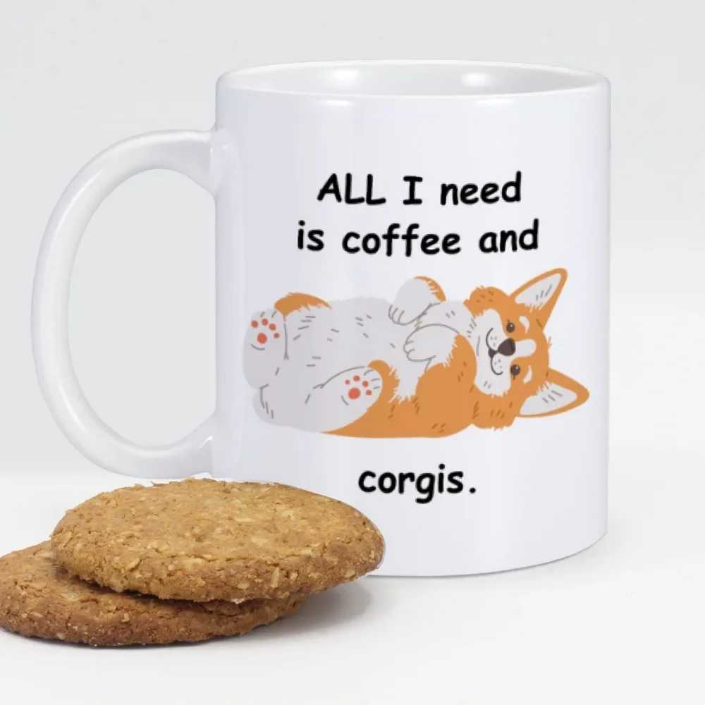 Cute Corgi Coffee Mug Ceramics Camping Cup 11oz Home Tea Cup Dog Lover Birthday Water Mugs Gift Pembroke Welsh Corgis Owner Cups