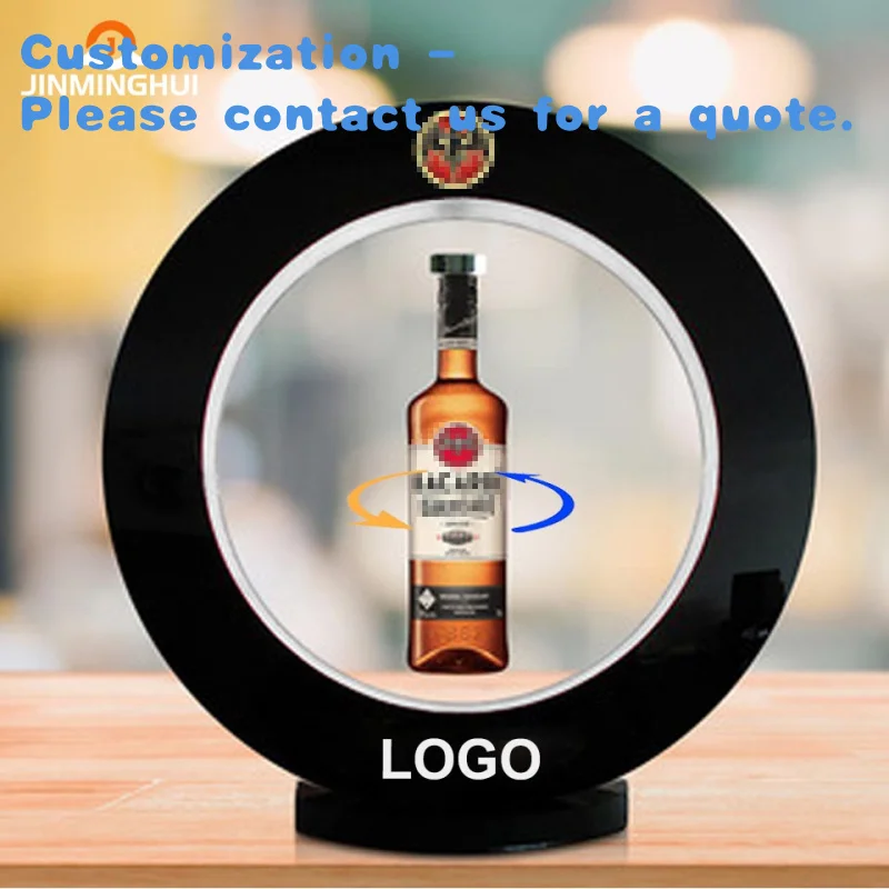 

На заказ.Новый роскошный акриловый подвесной вращающийся дисплей, светодиодный светящийся магнитный левитирующий вращающийся дисплей для бутылок, ночной клуб