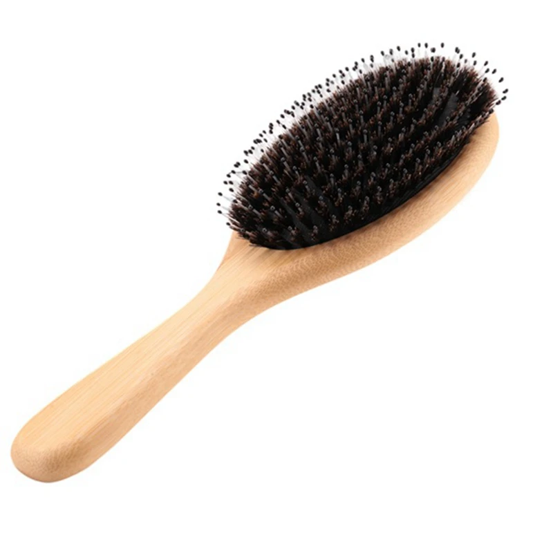 Hair Brush Boar Bristle Hair Brush With Nylon Pins Bamboo Paddle Daily Use For Conditioning Improve Hair Texture