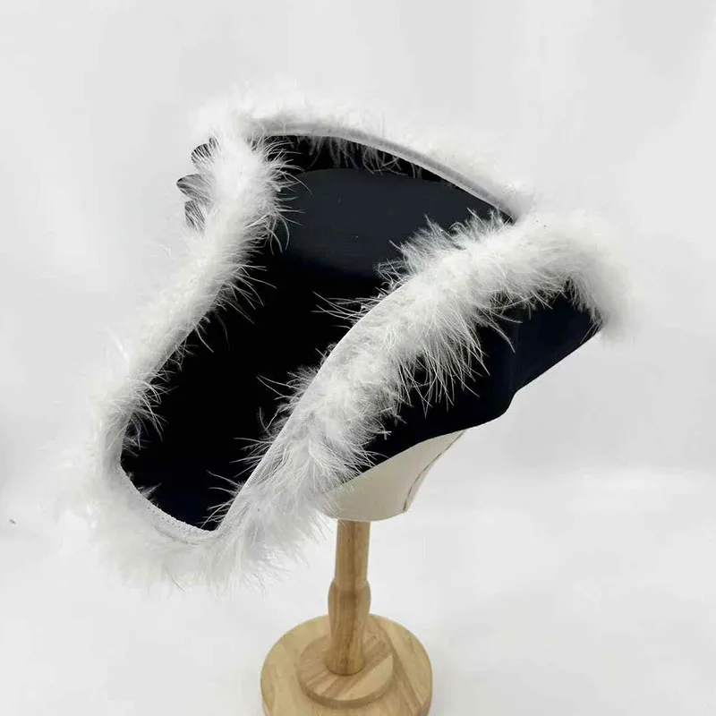 New 18th Century Tricorne Hat Black Frederick The Great Hat Prussian Cosplay Hat Three Cornered Cap Vintage Adult Prop Accessory 4
