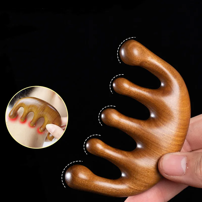 Sandal Wood Anti Hair Loss Massage Comb Stimulation Promote Hair Growth Care Brush Head Massager Body Gua Sha Meridian Dredging