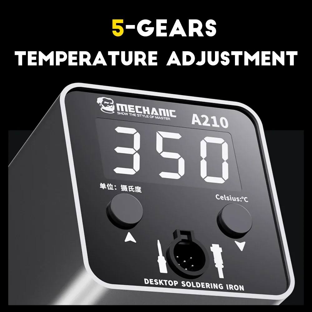 MECHANIC Digital Soldering Station with LCD Display, Precise Temp Control 180℃-450℃, Fast Heating, for PCB & Electronics Repair