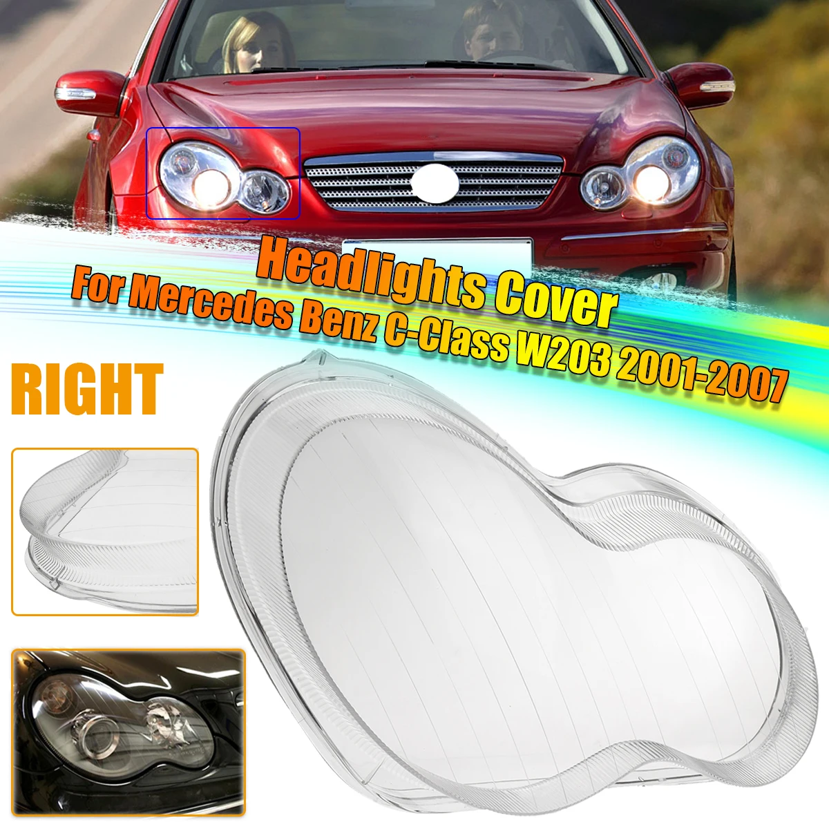 

For Benz W203 4-Door C180 C200 C230 C260 C280 2001-2007 Car Front Headlight Lens Glass Cover For Mercedes Headlamp Cover Shell