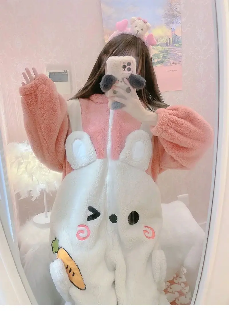 Bunny Onesie Adult Animal Custume Rabbit One Piece Pajamas Sleepwear Christmas Cartoon Halloween Cosplay Suit for Women Girls