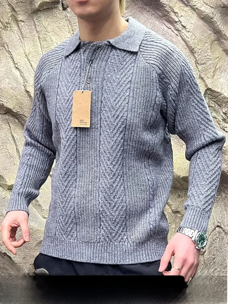 

Мужской вязаный свитер в стиле ретро: повседневный, комфортный, теплый, модный, осенне-зимний, с фактурной вязкой