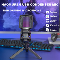 Haomuren RGB Gaming Microphone USB Condenser Studio  Podcast Mic Microphone For PC PS4 PS5 Mac Phone Stream Recording Youtube