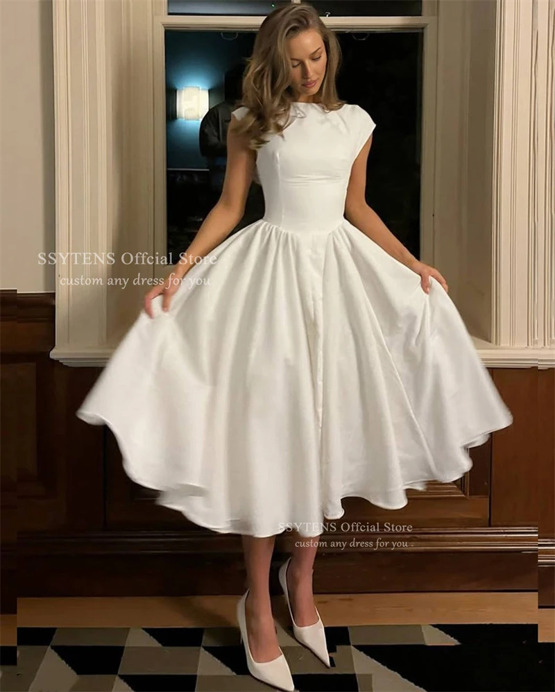 فساتين حفلات الزفاف الأنيقة باللون العاجي من SSYTENS فساتين سهرة بسيطة للحفلات مفتوحة الظهر للمناسبات الخاصة حسب الطلب 2026