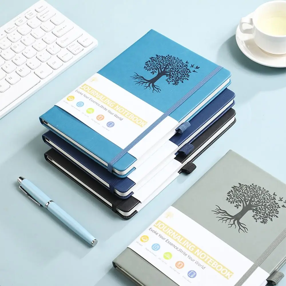 دفتر ملاحظات بسيط مع حزام مطاطي من جلد البولي يوريثان، دفتر سجل للمكتب، غطاء ناعم، لون سادة، مفكرة جيب A5