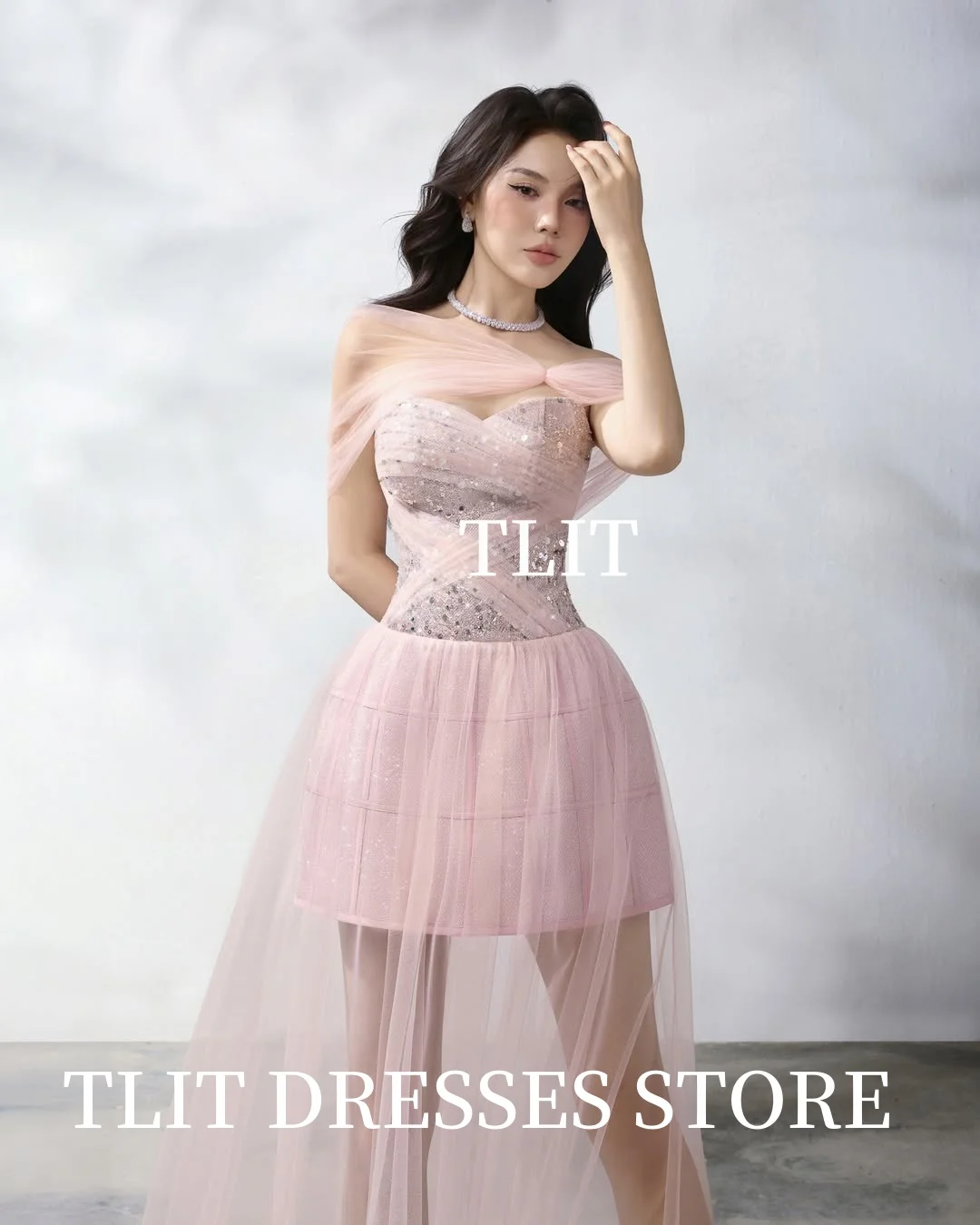 TLIT Fairy Candy Color Tulle Wedding Dress For Woman Off Shoulder Korea Wedding Dresses Photo Shoot Bridal Gowns  customized
