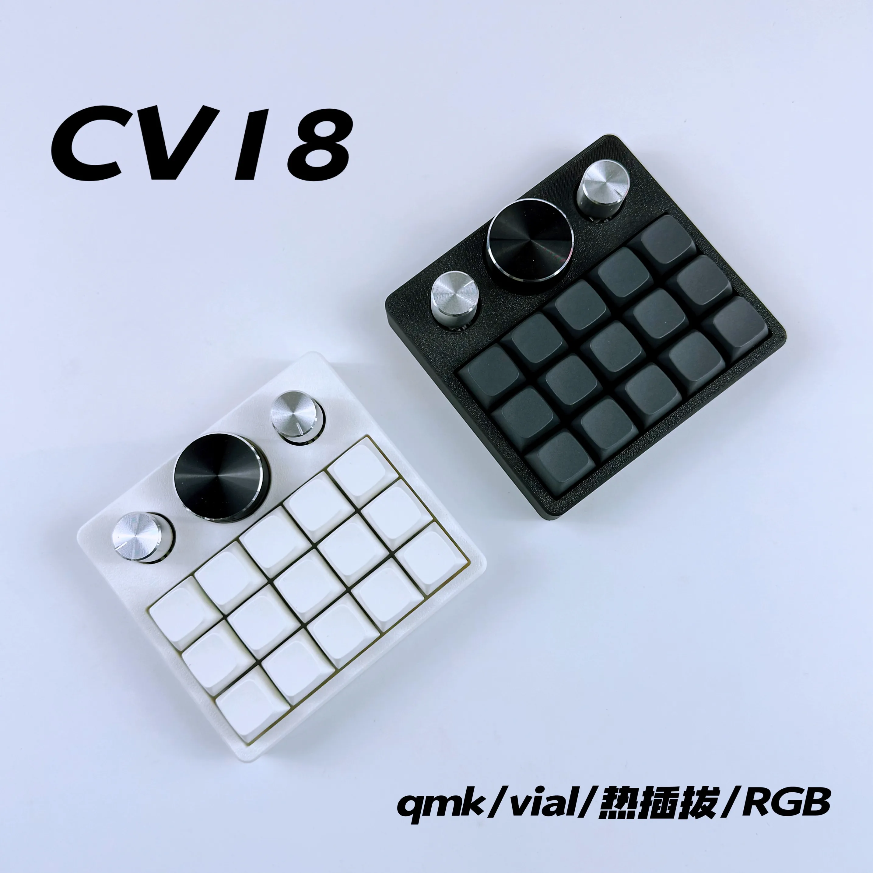 CV18 Keyboard Wired Numeric Keypad With Knob Protable Mini Keyboard Support QMK/VIAL Hot-Swapple RGB Office Designer Keyboard