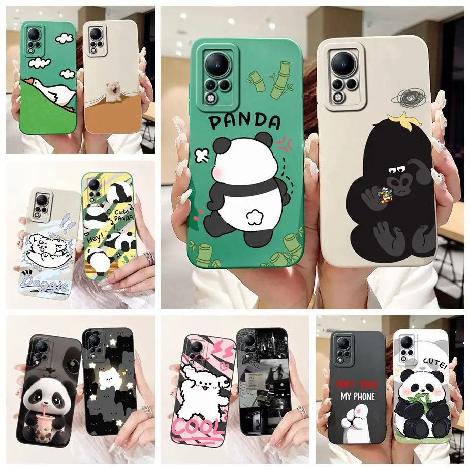 For Infinix Note 11 Case Cute Panda Cartoon Cover Shockproof Soft TPU Phone Case For Infinix Note 11s Note11 Pro X697 X698 Shell