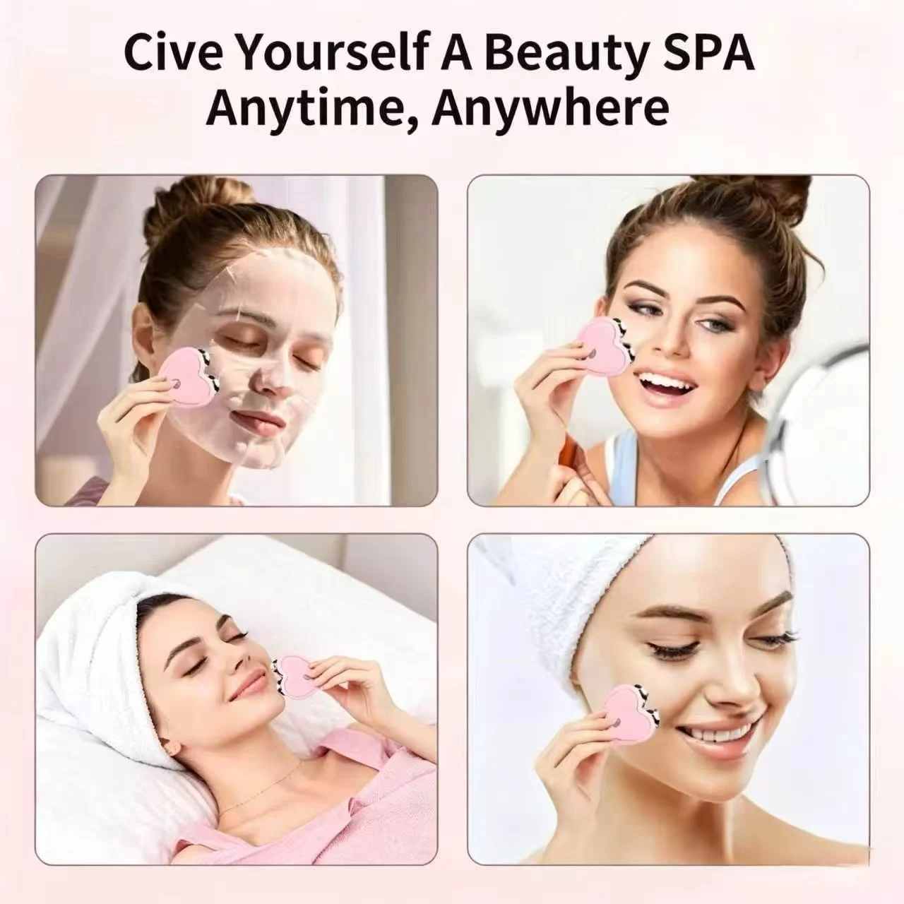 

Heart Shape Microcurrent Facial Massager Dual Roller V Face Lifting Tool for Contouring Portable Skin Care Beauty Device