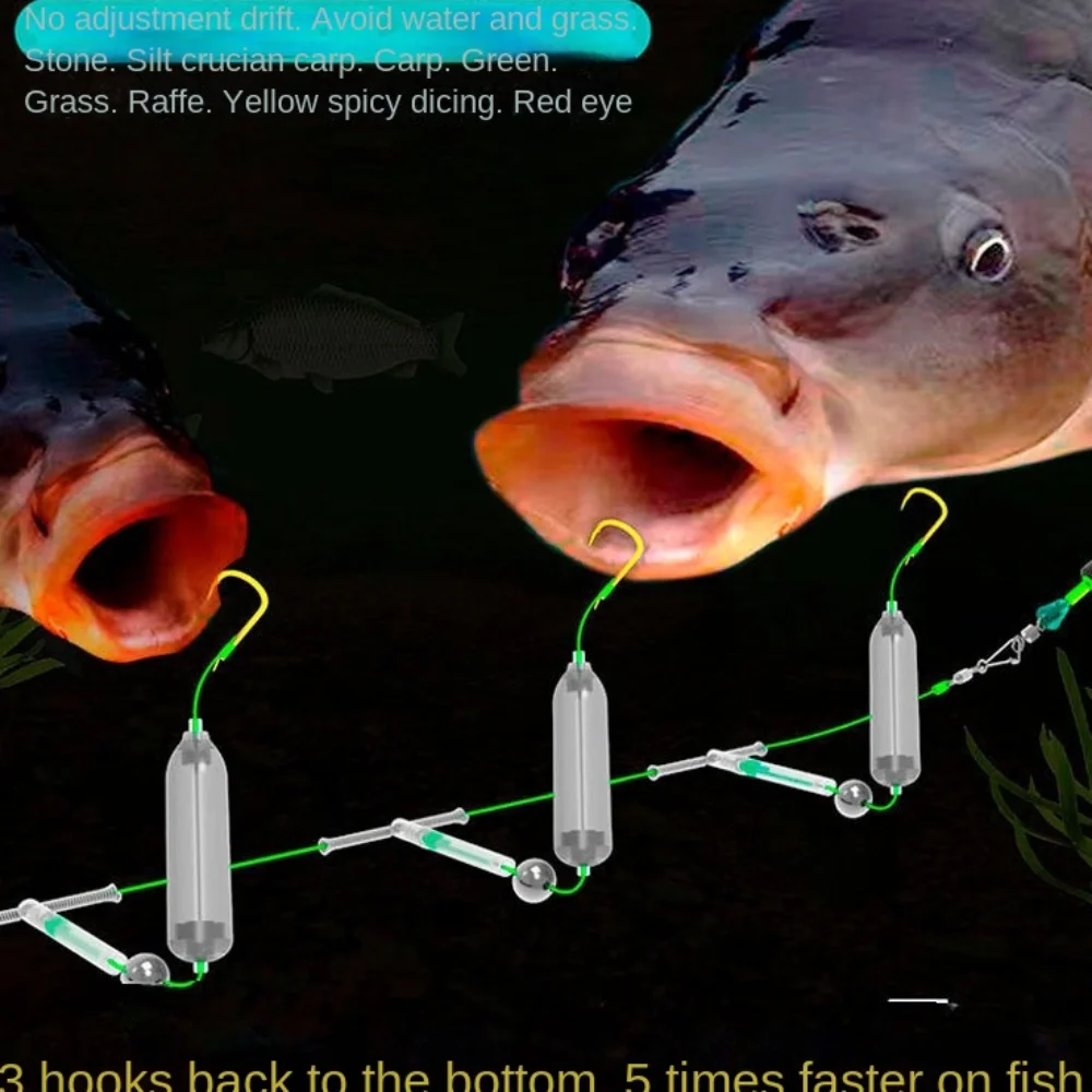 1 unidad de 3 anzuelos, aparejos de pesca para el cabello, gancho de púas Iseni, anzuelo de pesca de carpa, anzuelos de pesca de carpa listos para usar, señuelo de pesca