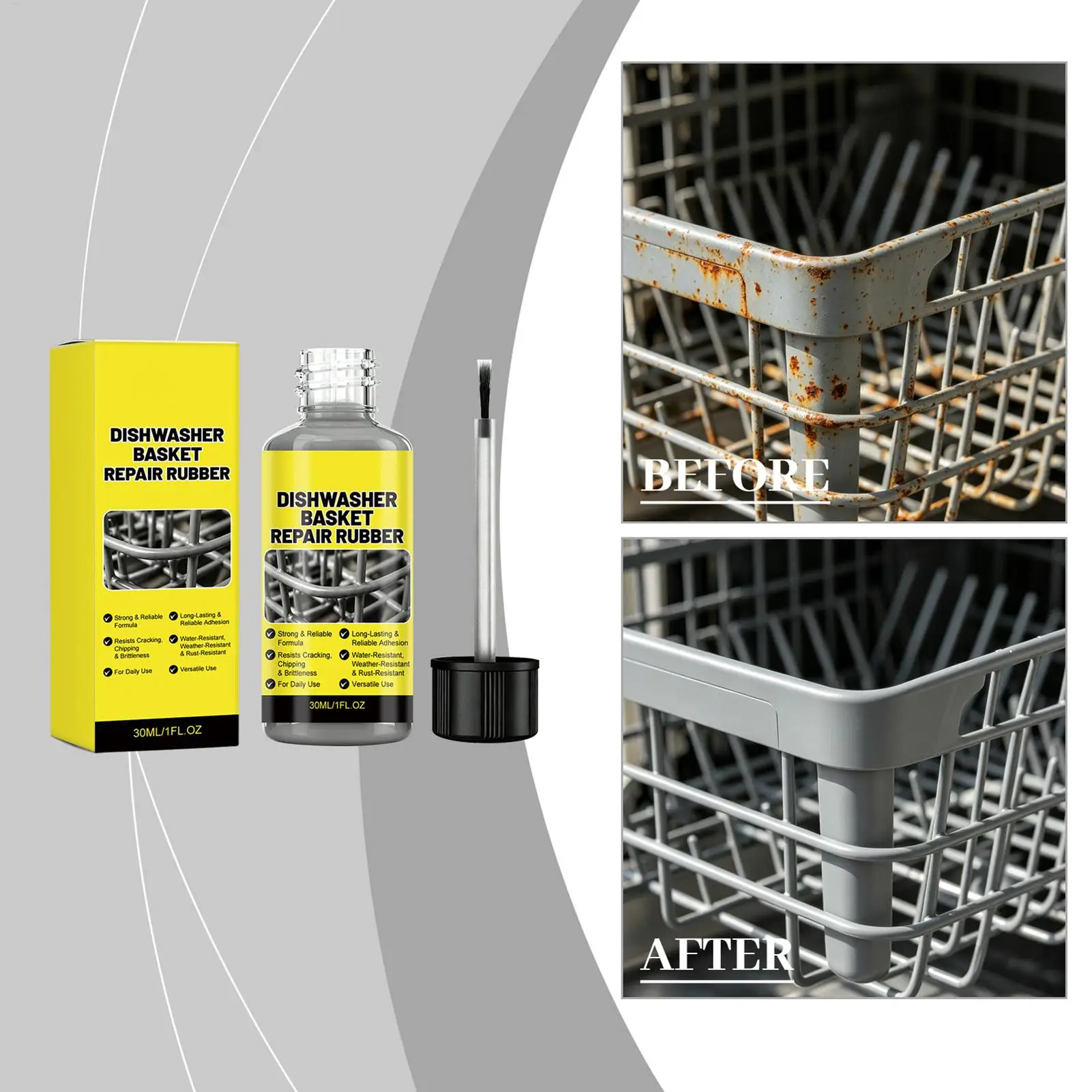 30ml Restorer Paint Dishwasher Basket Repair Rubber Appliance Basket Touchup Dishwasher Rack Removable Rubber Coating
