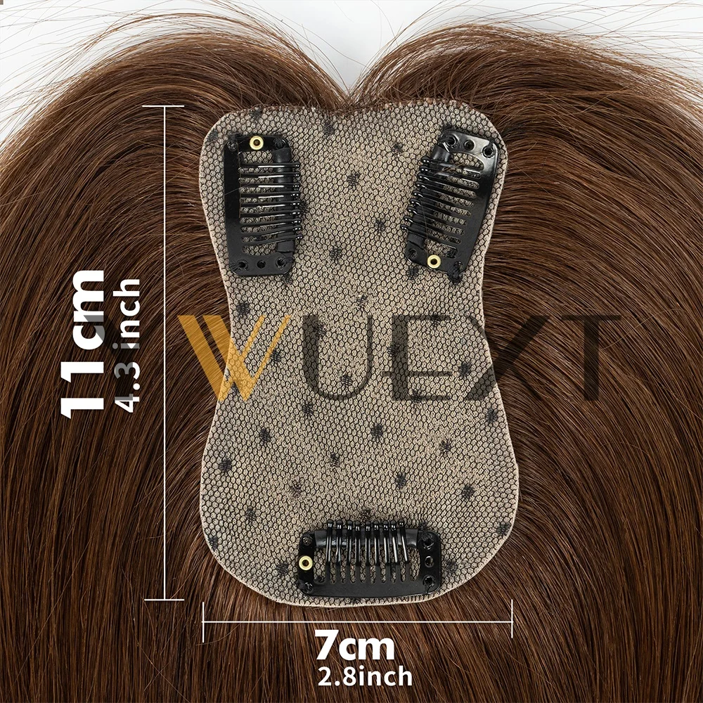 7X11 Clip-In Human Hair Toppers for Women Suitable for Balding/Thin Hair - Natural Looking Hair Extensions with 360° Coverage, No Bangs Needed, Volume Boosting Hair Pieces for Light Brown/Dark Brown/Platinum Blonde