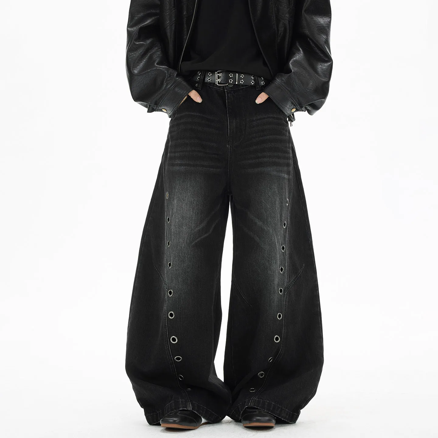 Men Loose Casual Streetwear Fashion Air Vent Wide Leg Denim Jeans Machete Pants Man Harem Scimitar Baggy Jeans Trousers