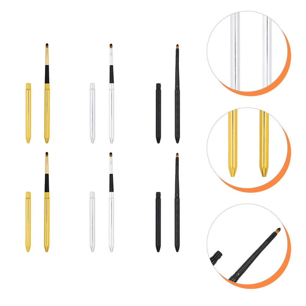 

6pcs Retractable Lip Brushes Bionic Fiber Comfortable Grip Disposable Lip Applicators Makeup Tool Eyeshadow FAMILY DECORATION