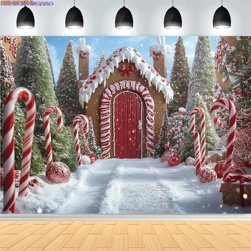

Christmas Day Wreath Family New Year Party Photography Backdrops Prop Window Living Room Xmas Tree Gift Snow Background WD-04