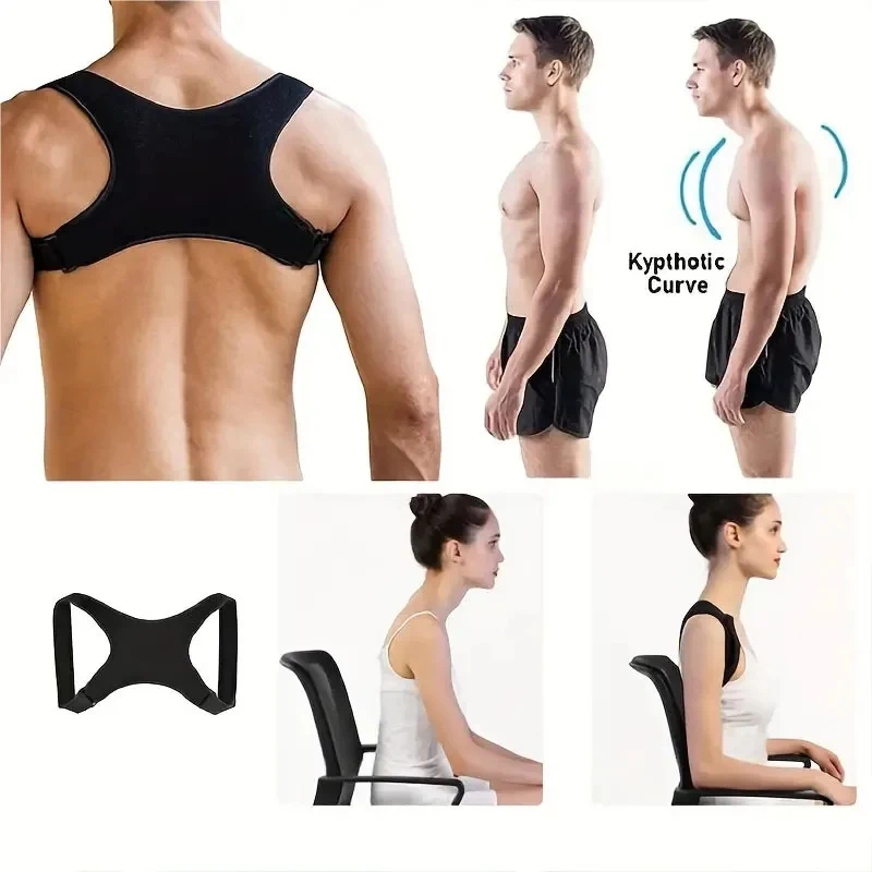 1/3/5pcs Adjustable Back Posture Corrector Back Belt Girdle Back Support Belt For Men Prevention Humpback Shoulder Brace Support view 3