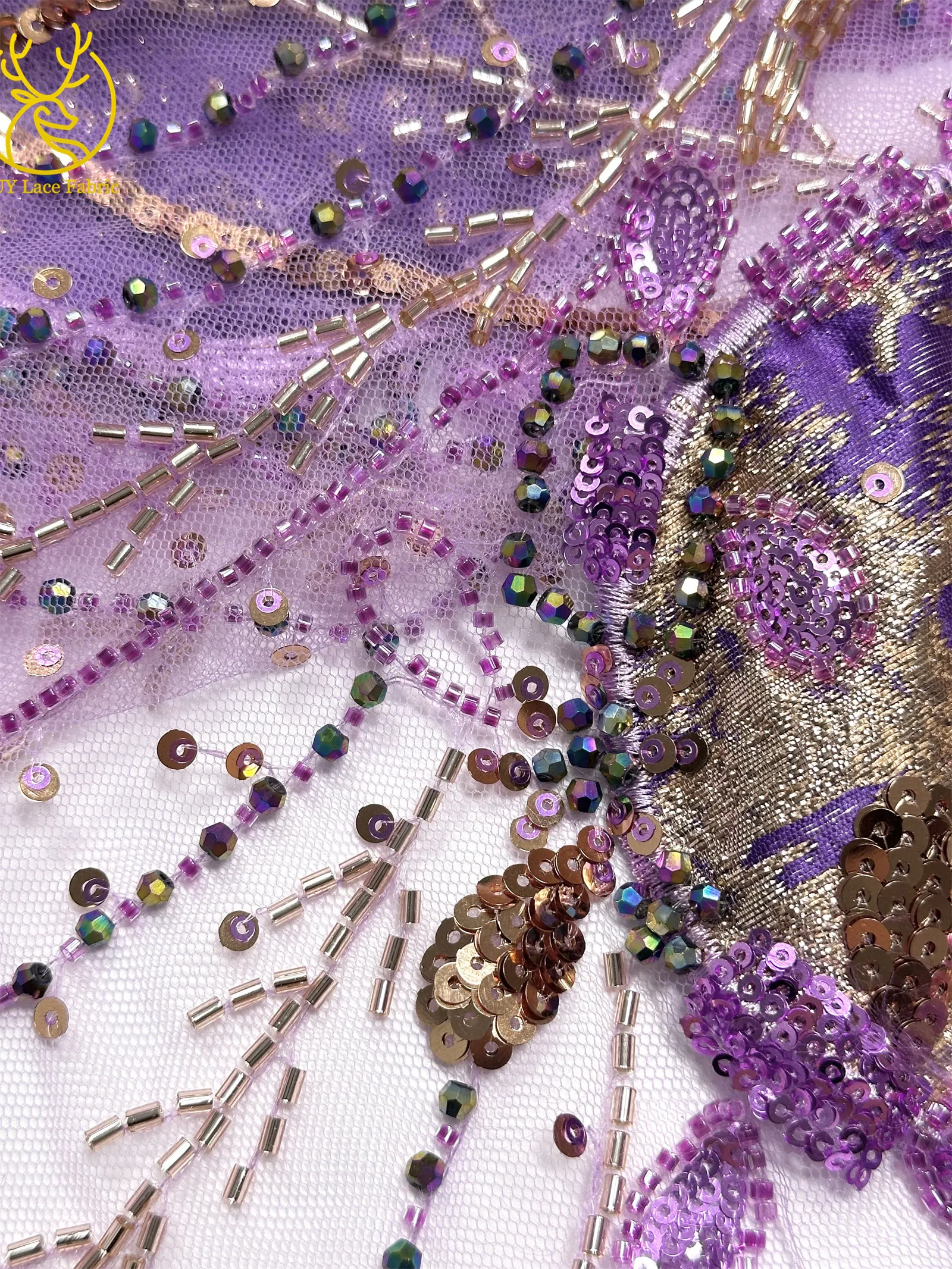 Burgunderroter neuer Design afrikanischer schwere Perlen-Chiffon-Spitzenstoff 2026 Hochwertiger nigerianischer Pailletten-Spitzenstoff für Partykleider – Detail 12