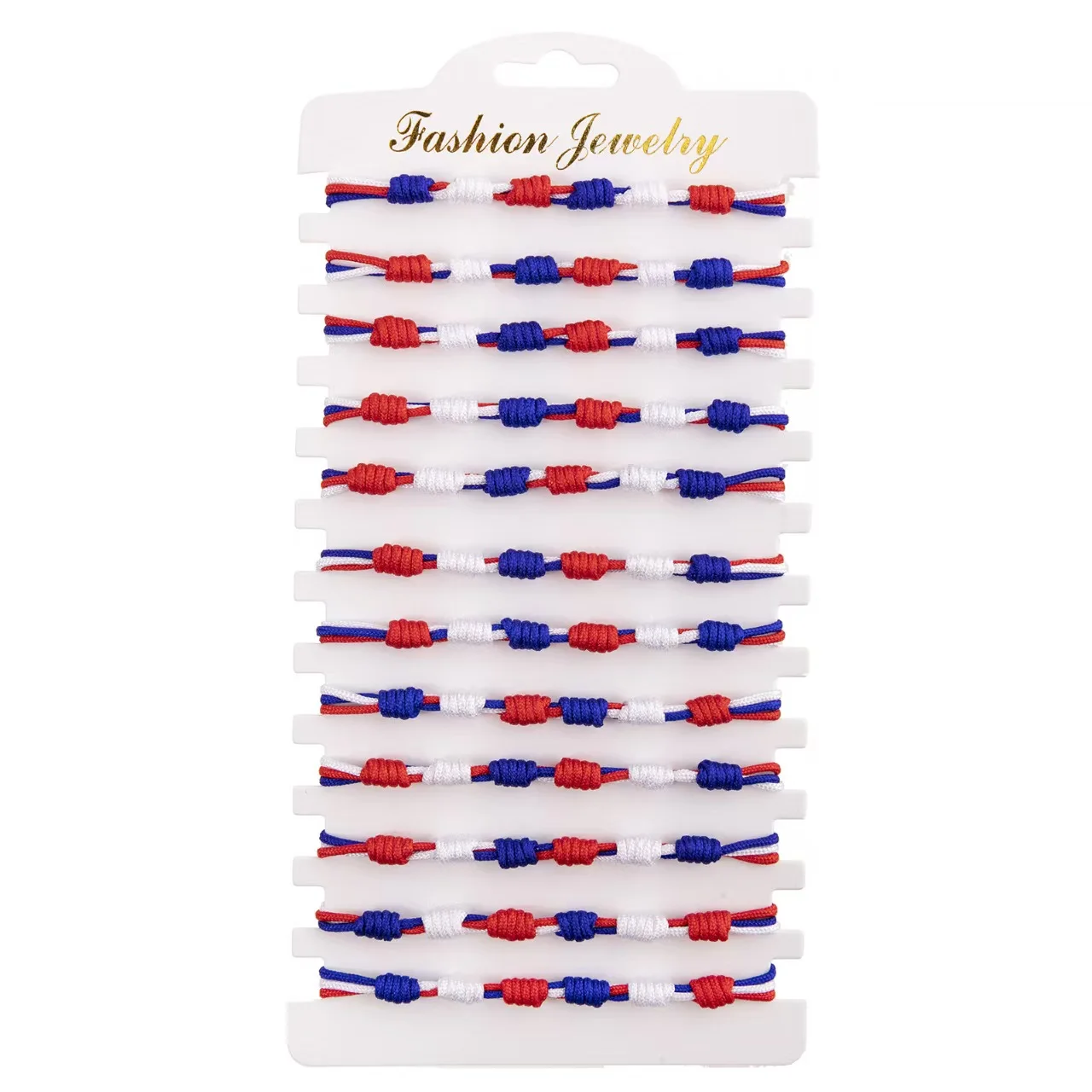 12Pcs Independence Day Bracelets Red White Blue Braided String Bracelets Handmade Adjustable Woven Friendship Bracelet Fourth of