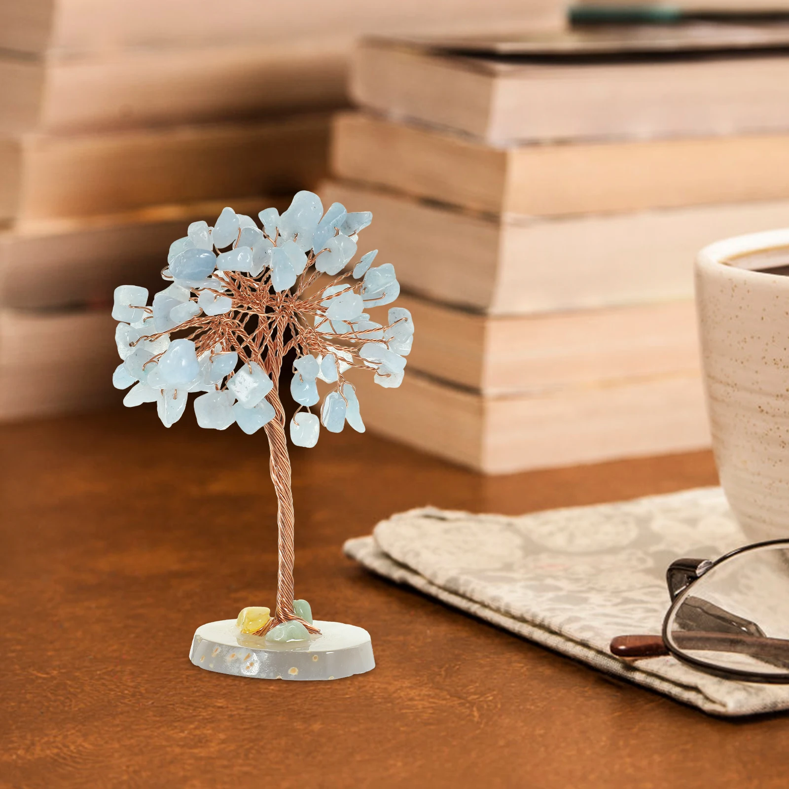 Exquisite Crystal Tree Decor Tabletop Ornament Beautiful Color Creative Shape Delicate Crystal Tree Craft Decoration Home Office